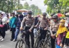 Patroli Bersepeda Sat Samapta Polresta Mataram Menyapa Masyarakat di CFD Udayana